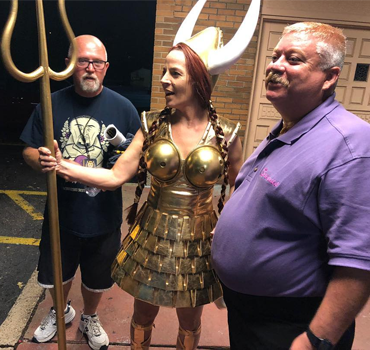 Achievers Thad and Val hanging with Jim Hoosier (Liam) at Lebowski Fest